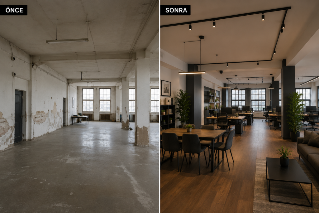 İşyeri tadilatı before after