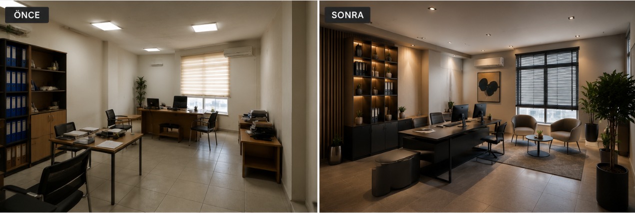 Ofis tadilatı before after 2