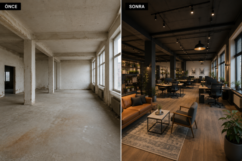işyeri tadilatı before after 2